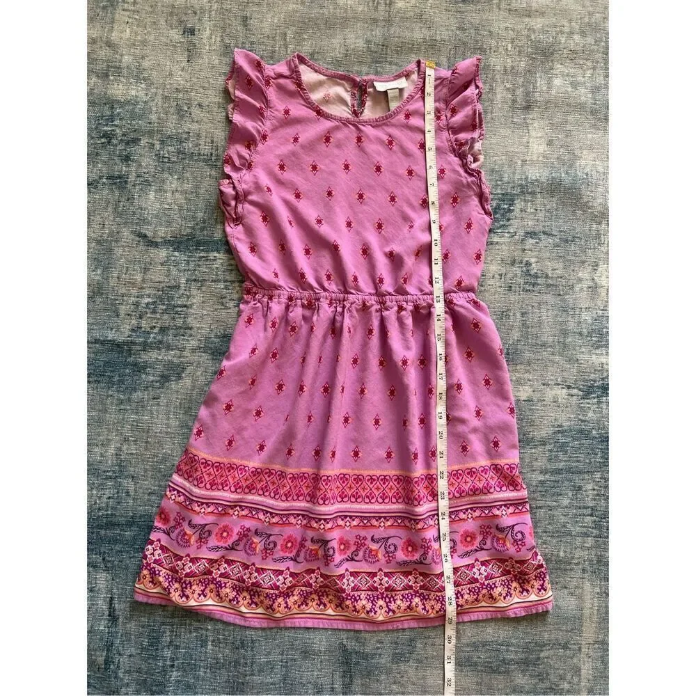 Children's Place Pink Flutter Sleeve Paisley Print Dress Girls Large 10 - 12